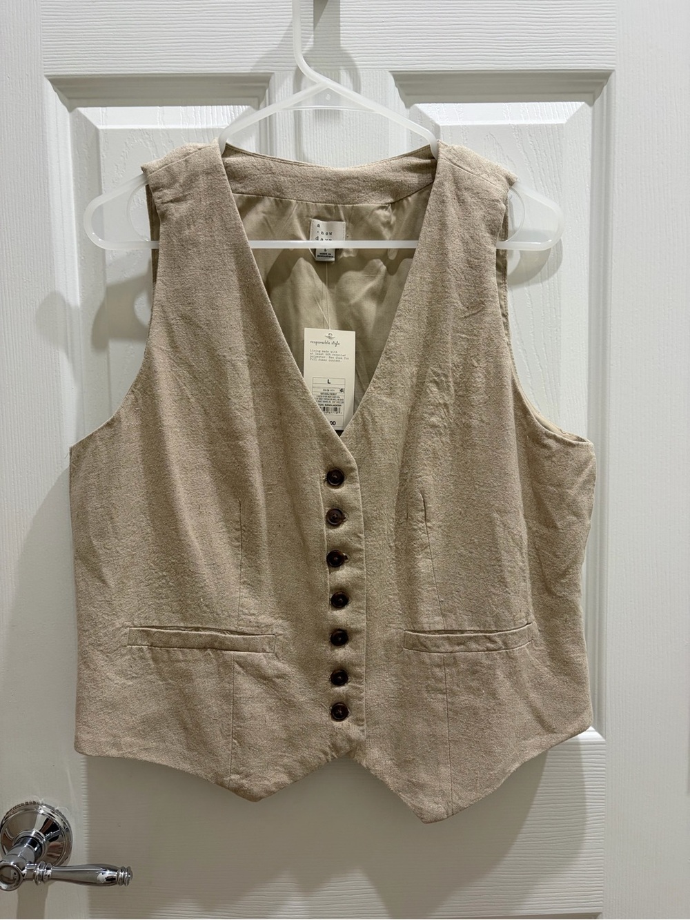 A New Day Neutral Linen Blend Vest